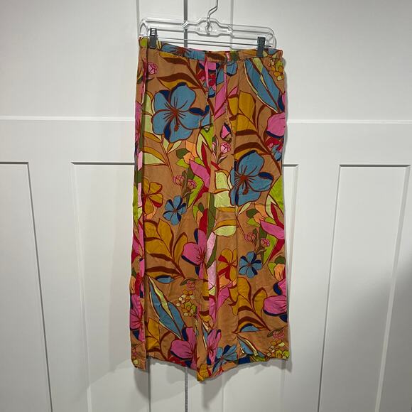 True Destinations Pants - True Destinations Floral Wide Leg Pants Size M Hippie Beachy Colorful